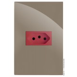 Conjunto Tomada 20A Vermelha Horizontal 4x2 - RECTA FENDI GLOSS